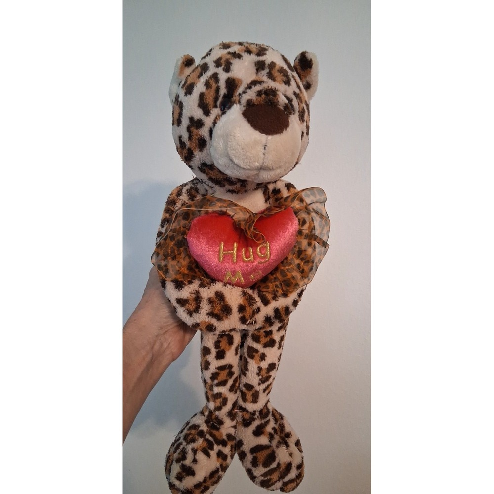 Vintage 2000 Walmart Valentine Plush Hug Me Heart Leopard 17" Stuffed Toy